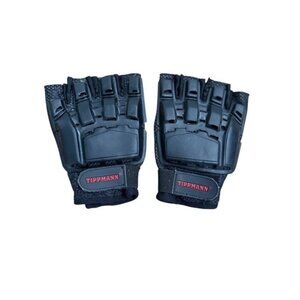 Tippmann Armored Half Finger Paintball Gloves Mens Size Large Black L Clean EUC